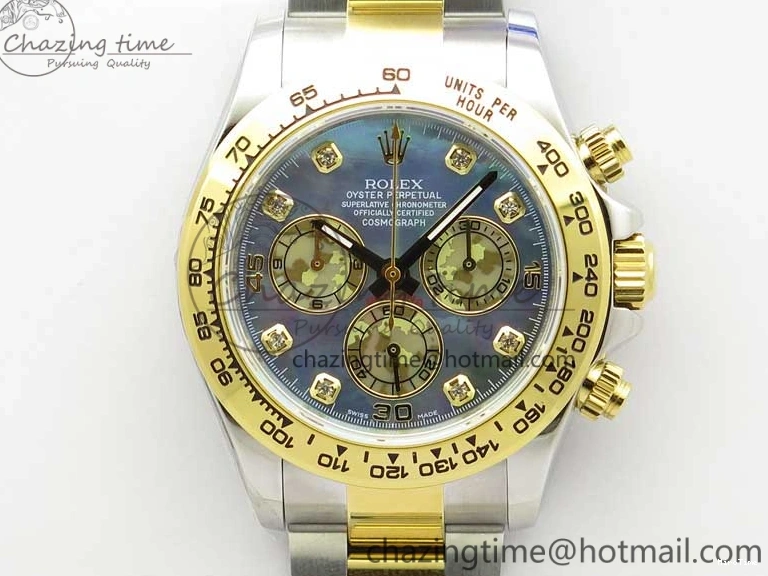 MiroTime 0520 Daytona 116520 SS YG UBF Best Edition Ice Blue MOP Crystal Markers Dial on SS YG Bracelet A Casual 2936
